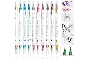 VinBee 10 pennarelli per tatuaggi per pelle, creatività innocua per bambini, disegno del viso, tatuaggi temporanei e farfalle, feste, feste di compleanno