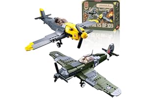 Sosuy WW2 Construcción Sets de Aviones Militares Niño Hombre, 1:32 Avión Móvil UK Spitfire GE BF-109 del Ejército Juguetes Niños 8+ Años, Hélice Pilotes Regalo Cumpleaños Adolescente Chica 580 Piezas
