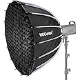 NEEWER 33inch/85cm Parabolic Softbox Quick Set up Quick Folding, with Diffusers/Honeycomb Grid/Bag, Compatible with Aputure 120d Light Dome Godox sl60w NEEWER RGB CB60 and other Bowens Mount Lights