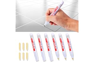 VOZITUG Fugenstift Weiß, 6 Stück Fugenstift Fugenmörtel Restaurierung Stift mit Ersatzspitze, Wasserfest Fugenstift Fliesen Stift Fugen, Reparatur Marker für Fliesen Wand Boden Von Badezimmer Und Küche