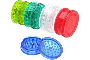 AIZOF® Colorful Plastic (Pack of 1 Blue) Disposable Herb Grinder with Magnetic Lid - 3 Piece Grinder Featuring Shark Tooth Shredding