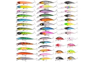 Aorace Fishing Lures Kit Mixed Including Minnow Popper Crank Baits with Hooks for Saltwater Freshwater Trout Bass Salmon Fishing
