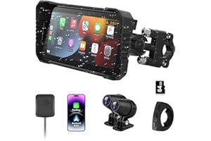 Vtopek Moto Carplay con 6,25 Pollici Display Carplay Moto Dashcam con 4K+1080P Dual Camera Impermeabile Navigazione GPS Doppio Bluetooth Controllo Remoto Siri Scheda da 64GB