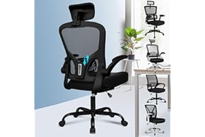 ALFORDSON Silla de Oficina Ergonómica, Silla de Escritorio con Reposacabezas, Apoyo Lumbar, Reposabrazos y Ajuste de Altura Bloqueable, Capacidad de Peso 180 KG, Negro