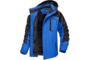 MAGCOMSEN Męska zimowa kurtka narciarska z polarową podszewką, kurtka outdoorowa, pogrubiona kurtka softshellowa, wodoszczelna, wiatroszczelna, oddychająca kurtka funkcyjna z odpinanym kapturem