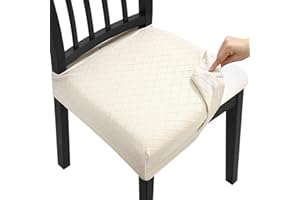 Fuloon Pack of 4 Stretch Printed Dining Room Chair Seat Covers with Ties Removable Washable Anti-Dust Kitchen Chair Cushion Cover Slipcovers Protector