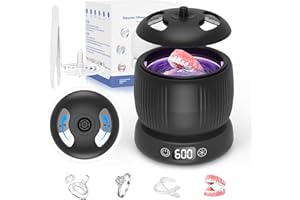 Morole Pulitore Ultrasuoni con Lampada UV | 45000Hz | 190ML | Portatile | Pulitore Ultrasuoni per Apparecchio Denti, Bite, Protesi Dentali, Allineatori e Gioielli