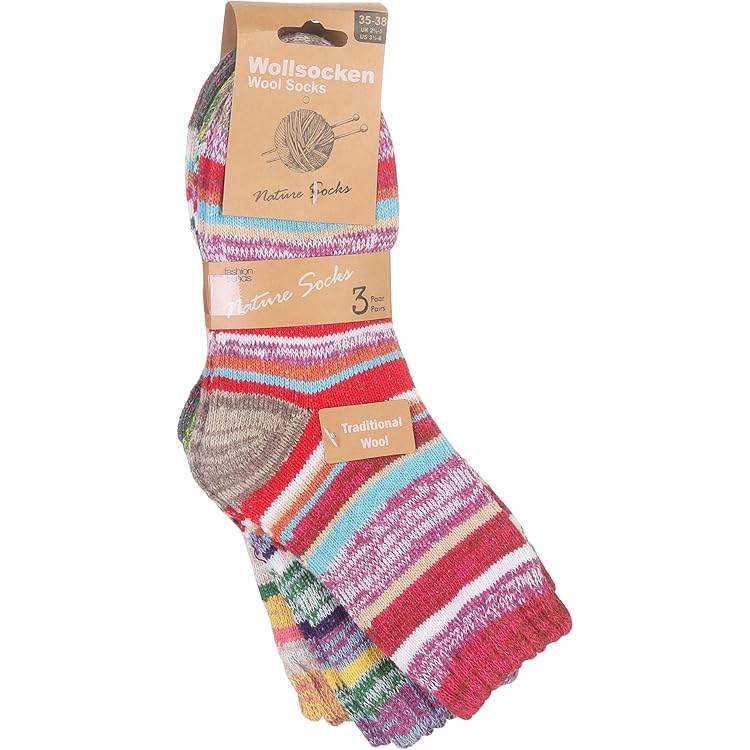 MATY FASHION Wollsocken Damen 3er Pack - Bunte Wintersocken 35-38