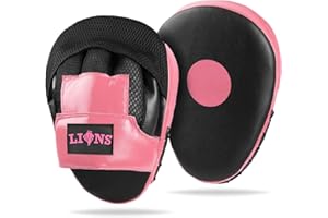 Lions Curved Focus Pads Hook & Jabs Gloves Punch Bag Mitts Boxing MMA Kick Training