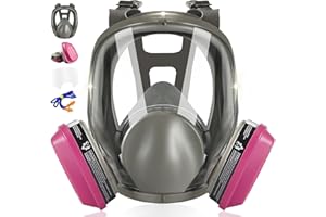 ZXICH Respirador de Cara Completa, Mascarilla De Respirador De Cara Completa con Filtros, Mascarilla De Protección Contra El De Pintura Reutilizable, para Agricultura,Construcción,Aserrado y Soldadura