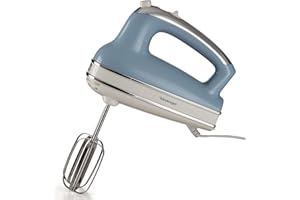 Ariete Vintage, Fouet Électrique Multifonction 1548, 5 Vitesses, Fonction Turbo, 2 Roues en Acier Inoxydable pour Fouetter et Pétrir, Convient à la Pâte, Pizza, Crème Fouettée, 450W, Bleu Clair