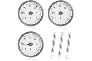 LEIKURVO Anlegethermometer Heizungsrohr, 3 Stück Anlege-Zeigerthermometer für Heizanlagen und Kessel, 0-120 °C 63 mm Rohrthermometer Industrielles Rohrthermometer Rohr Thermometer