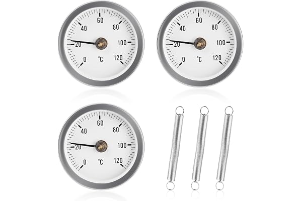 Installationstermometer värmerör, 3 stycken systemvisartermometer för värmesystem och pannor, 0–120 °C 63 mm rörtermometer in
