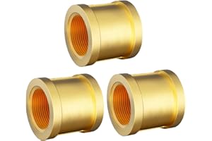 AITSITE Atisite - Manicotto in ottone, filettatura interna, 1/2", robusto e antiruggine, doppio manicotto di collegamento per tubo (3 pezzi)