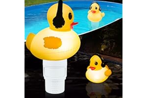 KINGSOM Diffuseur Chlore Piscine,Distributeur Chlore Flottant Diffuseur de Chlore pour Piscine,Flotteur Piscine Chlore avec Lumière Solaire,Grand Distributeur Piscine Support 4 * 3 "Comprimés (Canard)