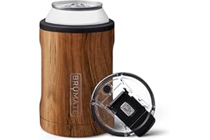 BrüMate Hopsulator Duo 2-in-1 Can Cooler Insulated for 12oz Cans + 100% Leak Proof Tumbler with Lid | Can Insulated for Hard Seltzer, Beer, Soda and Energy Drinks (Walnut)