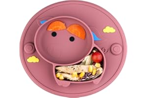 Qshare Talerzyk dla niemowląt z przyssawką, silikonowy, antypoślizgowy zestaw podkładek dla dzieci, pasuje do krzeseł, nie zawiera BPA, nadaje się do mycia w zmywarce i używania w kuchence mikrofalowej, dla małych dzieci