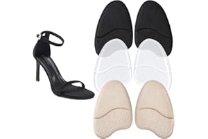 WOOXDYUK 3 Paar Mittelfußpolster für Damen, Vorfußpolster für Damen, Anti-Rutsch-Fußpolster für offene Zehenschuhe, Ballenkissen, Schuhpolster, Fersenpolster, 3 Farbe