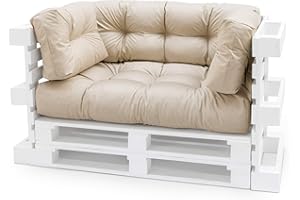 Spatium Cojines para pales europalé palets Funda desenfundable, Impermeable Beige 4-Piezas Set