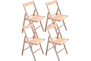 HOUSE COLLECTION, SET DA 4 SEDIE PIEGHEVOLI, SEDIA CLASSICA IN LEGNO, NATURALE, 44x44x80cm (HSC1394x4)
