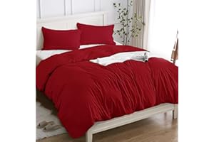 COTOPURO Poszwa na kołdrę pojedyncza 100% bawełna 135/140 x 200 cm (1 poszewka na poduszkę 50 x 80 cm), bawełna OEKO-TEX Premium 150 g/m², miękki, oddychający, hipoalergiczny - czerwony