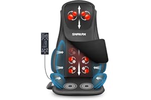 Snailax Udoskonalona nakładka na fotel Shiatsu z ogrzewaniem, nakładka do masażu z kompresją, ugniataniem, wibracjami, masażerem całego ciała, pleców, pleców, na prezent