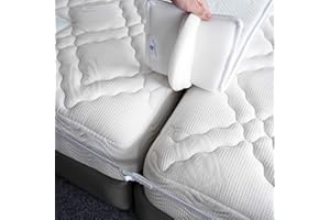 FeelAtHome 20cm Liebesbrücke zum Verbinden von Zwei Einzelbetten zu einem Doppelbett - Matratzenkeil Macht aus Zwei Einzelmatratzen eine Doppelmatratze - Matratzenverbinder mit Matratzenhalter Gurt