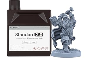 ELEGOO 3D Drucker Standard Resin 2kg Grau 2.0, 405nm Standard Photopolymer Resin für LCD/DLP 3D Drucker Photopolymer Harz, LCD UV Resin 2kg