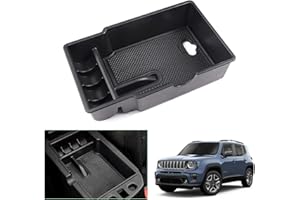 GAFAT J-eep Renegade 2015-2024 2025 Centre Console Storage Box, Renegade 2023 Armrest Organiser Tray, Centre Armrest Glove Box, Compatible with Jeep Renegade Accessories (Black)