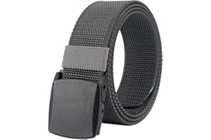 LionVII Ceintures Homme, Boucle en Plastique Sangle en Toile Militaire, Sans Métal Ceinture Réglable pour le Travail