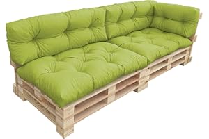 chilly pilley Coussin De Palette EU Imperméable Coussin De Jardin Imperméable Flocons De Mousse Plusieurs Tailles Et Couleurs (Set 5 ER. Vert)