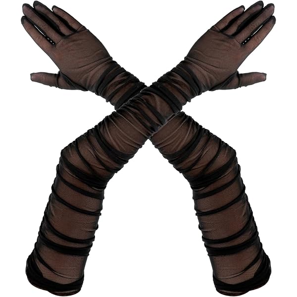 Guanti Lunghi Da Sera In Velluto Nero Donna - Eleganti Per Matrimoni, Carnevale, Halloween