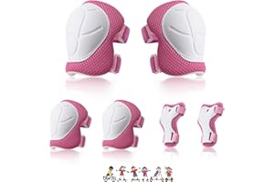 NEOVSUNY Ginocchiere per bambini, set di protezioni in linea per bambini, 3-8 anni, protezioni regolabili, ginocchiere, attrezzature di protezione per skateboard, scooter, pattinaggio, sci, guida,