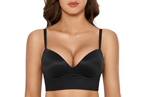 DOBREVA Damski biustonosz usztywniany Push Up Wireless Plunge T Shirt Bras Seamless Comfort