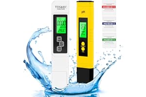 LWMTT 4-en-1Testeur PH TDS Mètre Électronique,Testeur PH Mètre Électronique, TDS&EC Mètre Température, Auto Calibration,PH Mètre avec écran LCD rétro-éclairé,pour l'eau Potable/Aquariums/Piscine