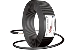 MENGTECH Cavo solare 6 mm², cavo di prolunga solare da 50 m, cavo fotovoltaico per centrali elettriche da balcone, doppio isolamento (nero)