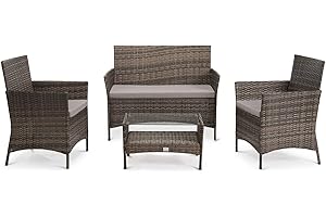 SVITA Brooklyn Gartenmöbel Poly Rattan Sitzgruppe Essgruppe Set Sofa-Garnitur Lounge (Braun)