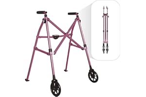 ABLE LIFE COMFORTABLY INDEPENDENT Able Life Space Saver Walker, Lightweight Folding Mobility Frame with 2 Fixed Wheels, Elderly Walking Aid, Regal Rose (Eligible for VAT Relief in the UK)