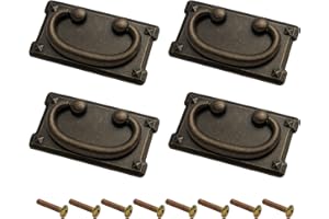 HARMAC HOUSE 4 PCS Vintage Antique Bronze Drawer Ring Pull Handles Kitchen Cabinet Cupboard Chest of Drawer Vintage Bronze Drop Ring Pull Handles