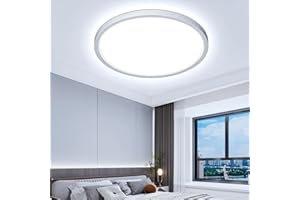 OTREN Lampa sufitowa LED 48 W, 4800 lm, nowoczesna, okrągła oprawa wewnętrzna, wodoodporna lampa łazienkowa IP44, lampa Plafon do salonu, sypialni, kuchni, biura, zimna biel 6500 K, Ø40 cm