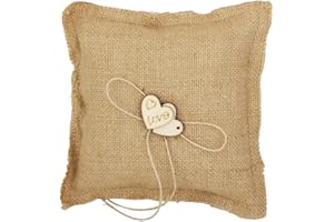 CUTEFLY 18cm Cojín Portador Almohada Arpillera de Anillo para Boda