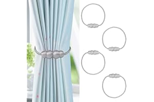 NAHUAA Alzapaños Cortinas Magnetico Sujeta Cortinas Gris con Iman Recoge Cortinas Decorativas para Cortinas Hebillas Cortinas para Casa Oficina, 4 Piezas
