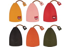 Famini 6 Pcs Cute Creative Pull Out Key Sleeve, PU Leather Car Key Case Portable Key Pouch for Car Keys, Cartoon Large Capacity Car Key Holder Case for Men Women