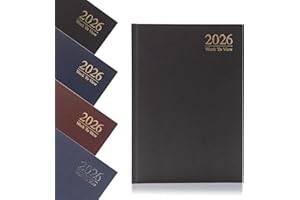 Evelay 2026 A5 Week To View Diary Full Year Planner Organiser Hardback Cover & Ribbon (Black)
