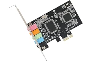 OUMIJ1 Carte Son - Matériel de Conversion de Signal Audio de Bureau Stéréo 6 Canaux - avec CD de Pilotes - Prend en Charge les Systèmes Informatiques PC avec Emplacements PCI Express - pour Home Cinéma, Jeux