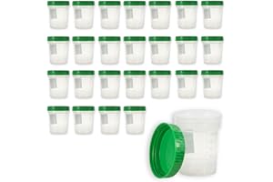MEDI-INN+ 25 x Urinoir 125 ml / Couleur: Nature / Bouchon à vis: Vert / avec Remise des diplômes / hygiène Emballé / avec Champ d'inscription sur Gobelet et Couvercle / Godets d'échantillon d'urine / Échantillon d'urine coupe / échantillon Becher / Récipients àéchantillon