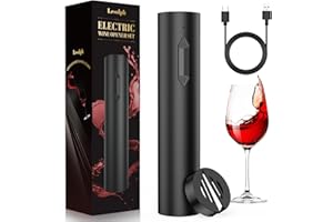 LESOLPH Tire bouchon electrique rechargeable, ouvre bouteille electrique idee cadeau anniversaire homme femme avec coupe-fil et câble de chargement USB pour les amateurs vin cadeau maison fête
