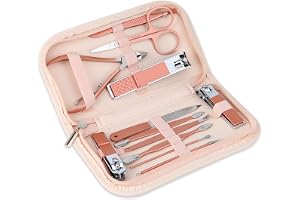 Nail Clippers and Beauty Tool Portable Set, Rose Gold Martensitic Stainless Steel Manicure Set 12 in 1, with Pink Leather Bag, Suitable for Home, Workplace, Outdoor Travel, Gift Giving, Beauty Salon.