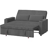 Devoko Convertible Sofa Bed, Loveseat 2 Seater with Adjustable Backrest, Modern Corduroy Fabric Retractable Small Sofa Bed, G