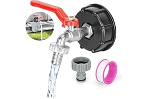 CSPone Grifo Deposito Agua 1000 litros Grifo de Latón 1/2" para Exterior Jardin Deposito Agua Lluvia Adaptador Tanque Grifo Manguera Robinet Cube 1000l Grifo Patio Exterior Grifo bidón